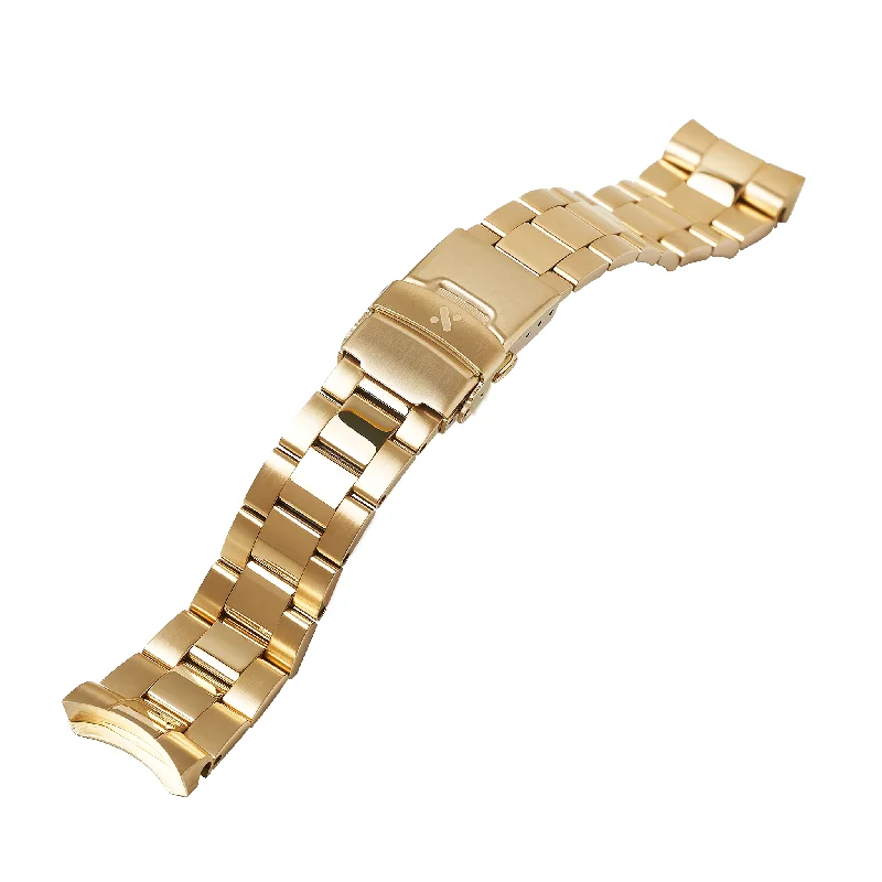 Minimalist Cuff Bracelets for Men-SKX/SRPD Watch Bracelet: Oyster Gold Brushed Finish