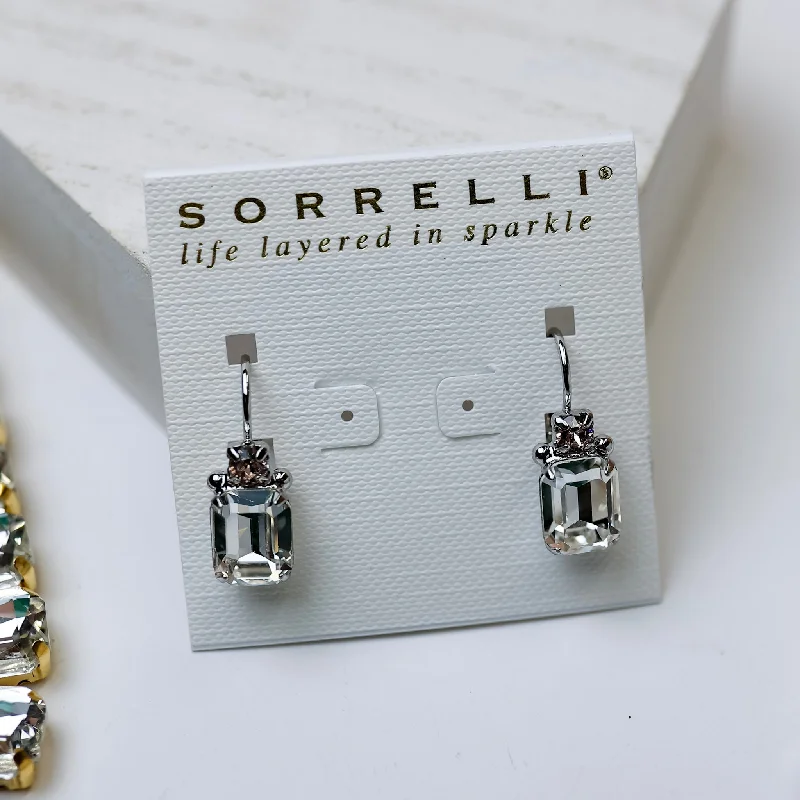 Simple Hoop Drop Earrings for Women-Sorrelli | Zelmira Dangle Earrings in Palladium Silver Tone and Snow Bunny