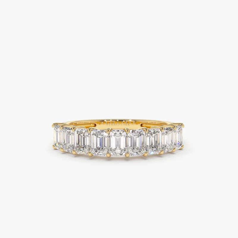 Designer Engagement Ring Sets-14k 1 Carat Emerald Cut Diamond Wedding Band