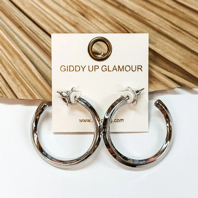 Modern Gemstone Hoop Earrings-Every Effort Thick Hoops in Silver