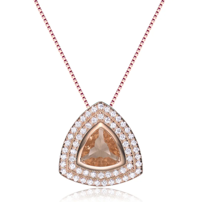 Women's Necklaces-Isabelle Morganite Cubic Zirconia Pendant Necklace