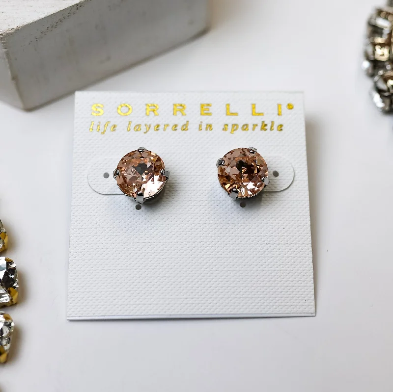 Silver and Gold Hoop Earrings-Sorrelli | Round Stud Earrings in Palladium Silver Tone and Snow Bunny