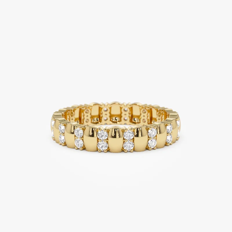 Unique Wedding Rings with Diamonds-14k Unique Double Row Diamond Eternity Ring