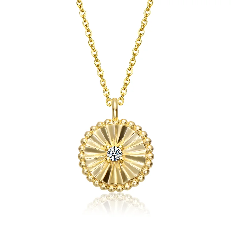 Trendy Pendant Necklaces-Marie Textured Circle Pendant Necklace