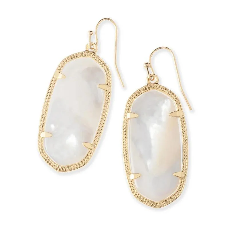 Elegant Gold Drop Earrings-Kendra Scott | Elle Gold Drop Earrings In Ivory Mother-Of-Pearl