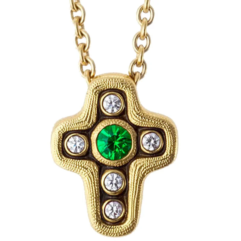 Birthstone Pendant Necklaces-Alex Sepkus Sapphire and Diamond Cross Pendant Necklace - M-1815