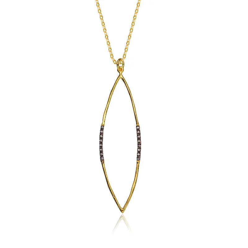 Gold Necklaces-Vilette Minimalist Modern Long Loop Pendant Necklace