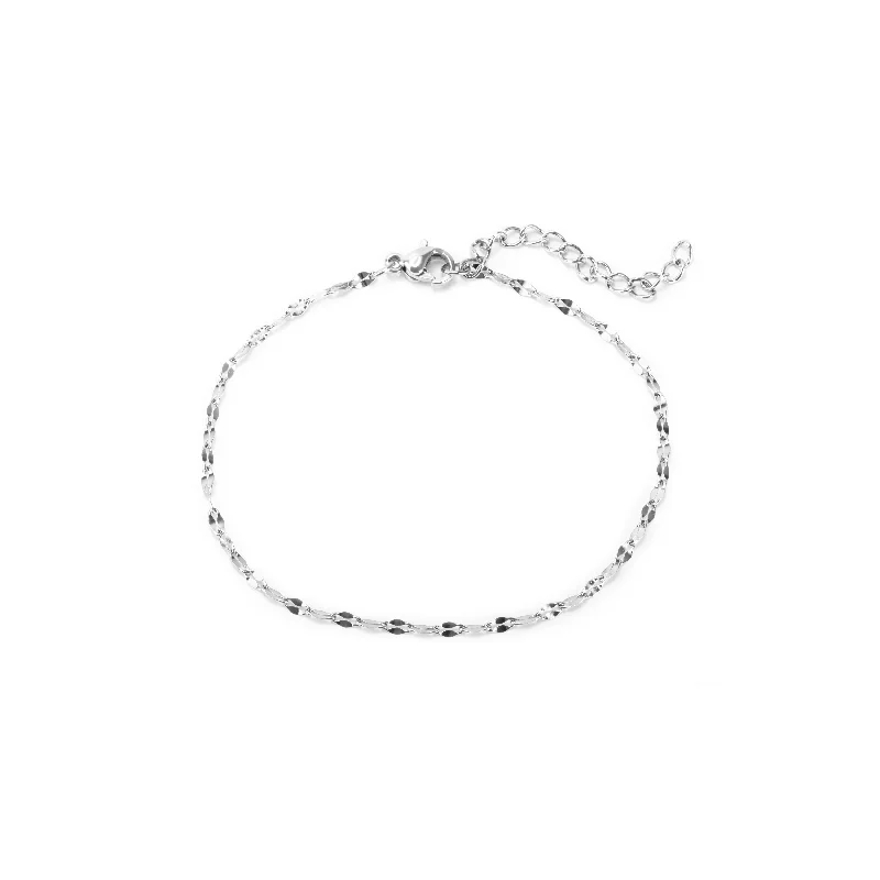 Adjustable Silver Bracelets for Women-Stainless diamond cut bracelet