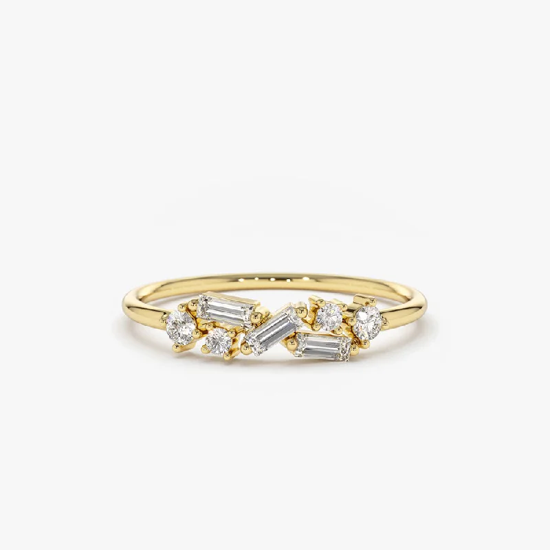 Custom Infinity Rings for Couples-14K Scattered Baguette and Round Diamond Ring