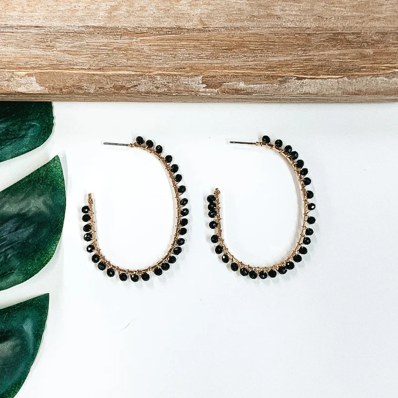 Crystal Hoop Earrings-Winery Weekend Hoops in Black