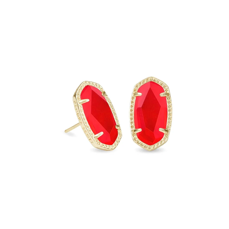 Classic Designer Earrings-Kendra Scott | Ellie Gold Stud Earrings in Red Illusion