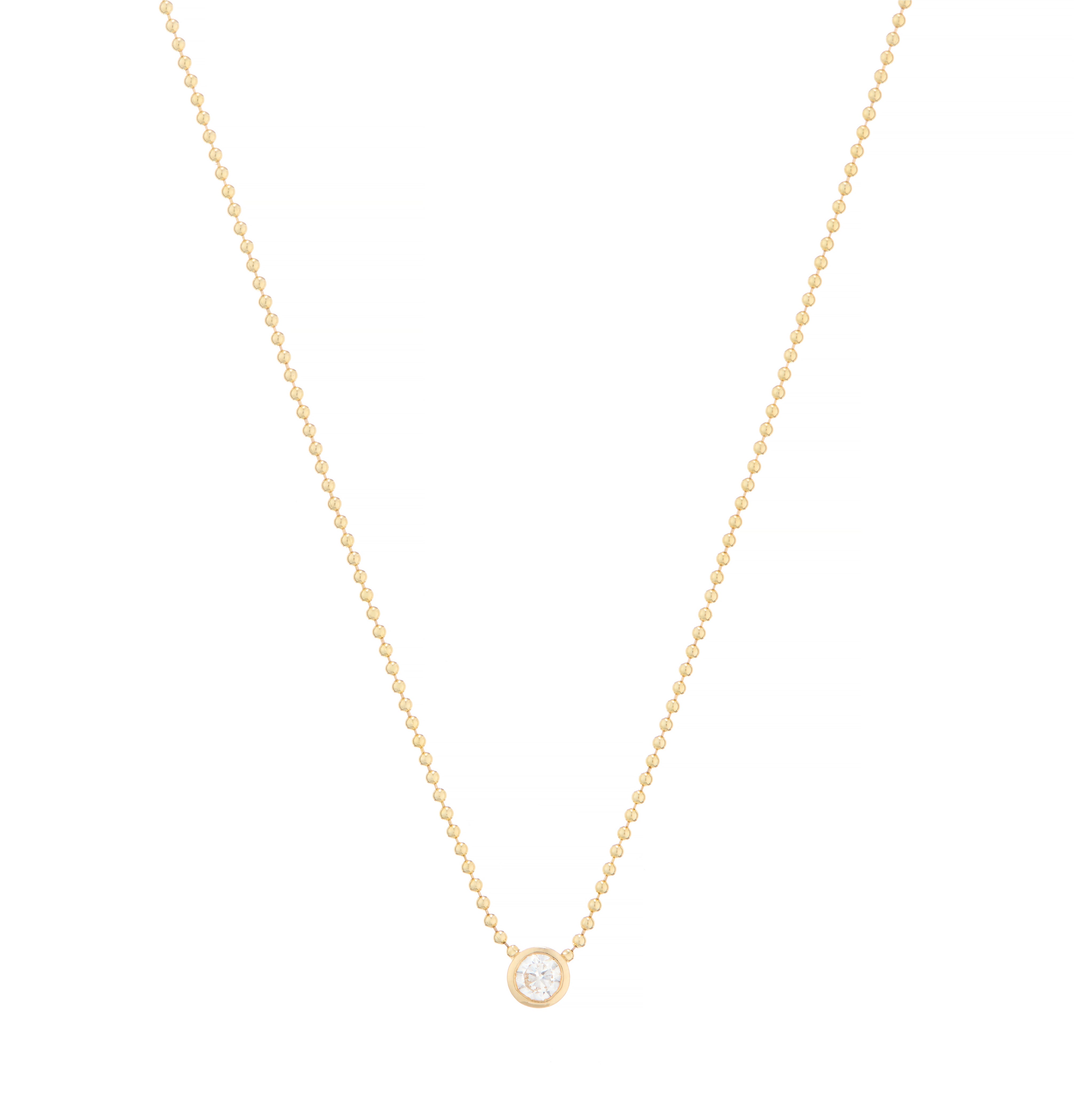 Meaningful Necklaces-Bezel Set Round Diamond Ball Chain Necklace