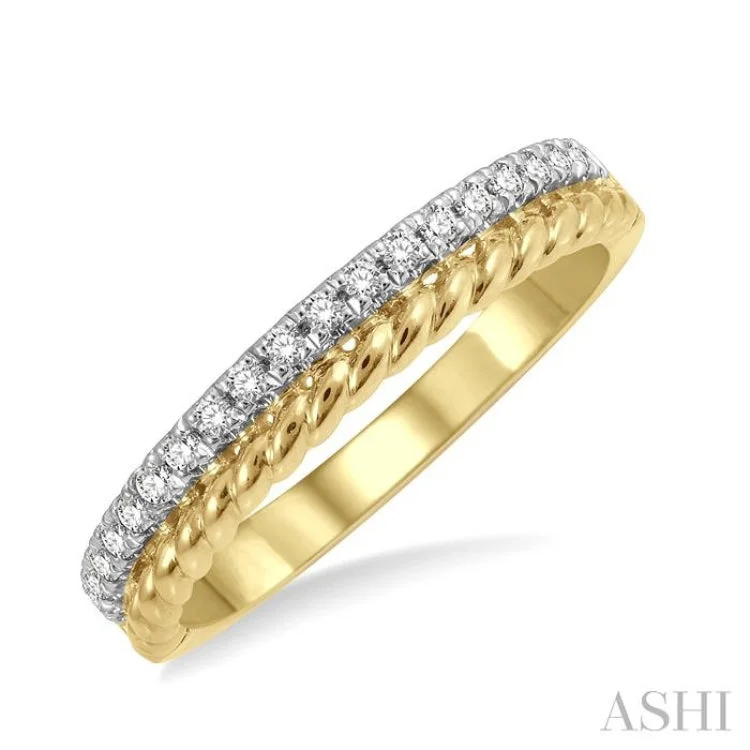 Designer Wedding Rings with Sapphire-1/5 Ctw Rope Bead and Round Cut Diamond Wedding Band in 14K Yellow Gold