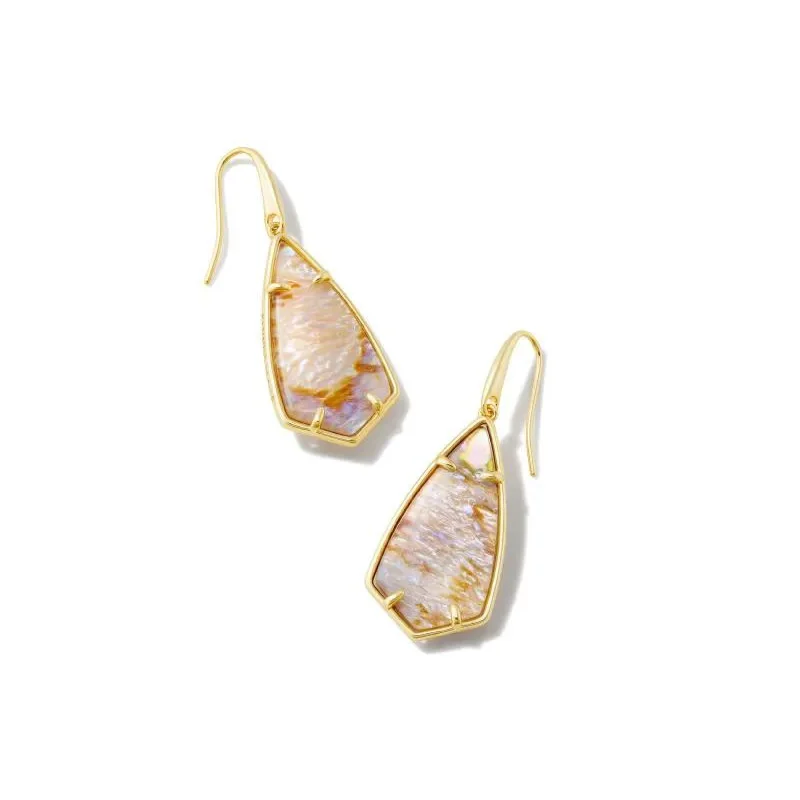 Large Drop Stud Earrings for Women-Kendra Scott | Camry Gold Drop Earrings in Iridescent Abalone