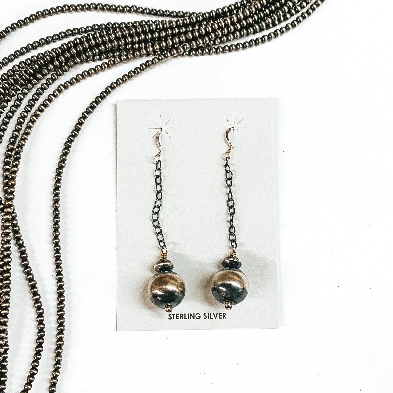 Custom Crystal Earrings for Women-Mason Lee | Navajo Handmade Sterling Silver Navajo Pearl Drop Earrings