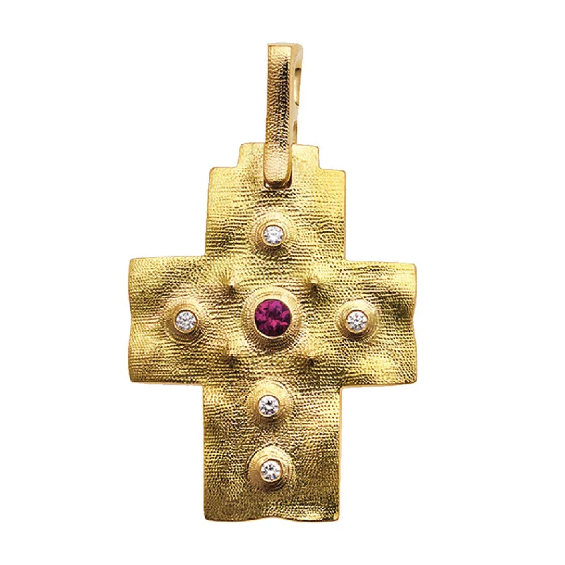 Statement Pendant Necklaces-Alex Sepkus Raised Cross Pendant Necklace - M-100RUBY