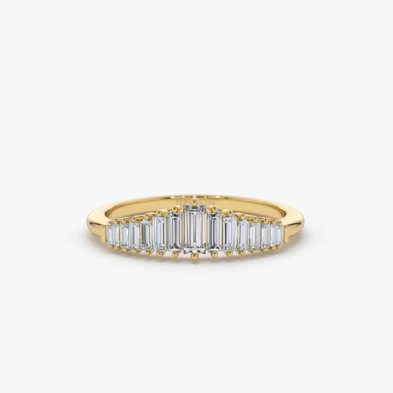 Affordable Designer Engagement Rings-14K Baguette Diamond Tiara Ring