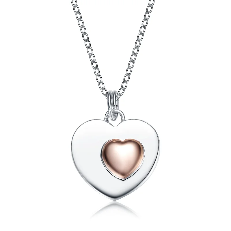 Cat Necklaces-Sterling Silver Copper Heart Pendant