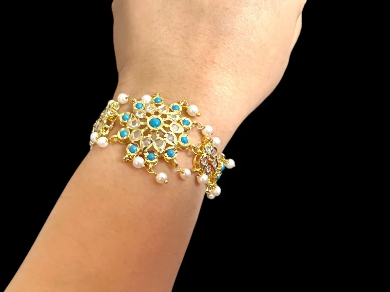 Fashion Gold Bracelets for Women-Amal hyderabadi bracelet in turquoise   ( READY TO SHIP )