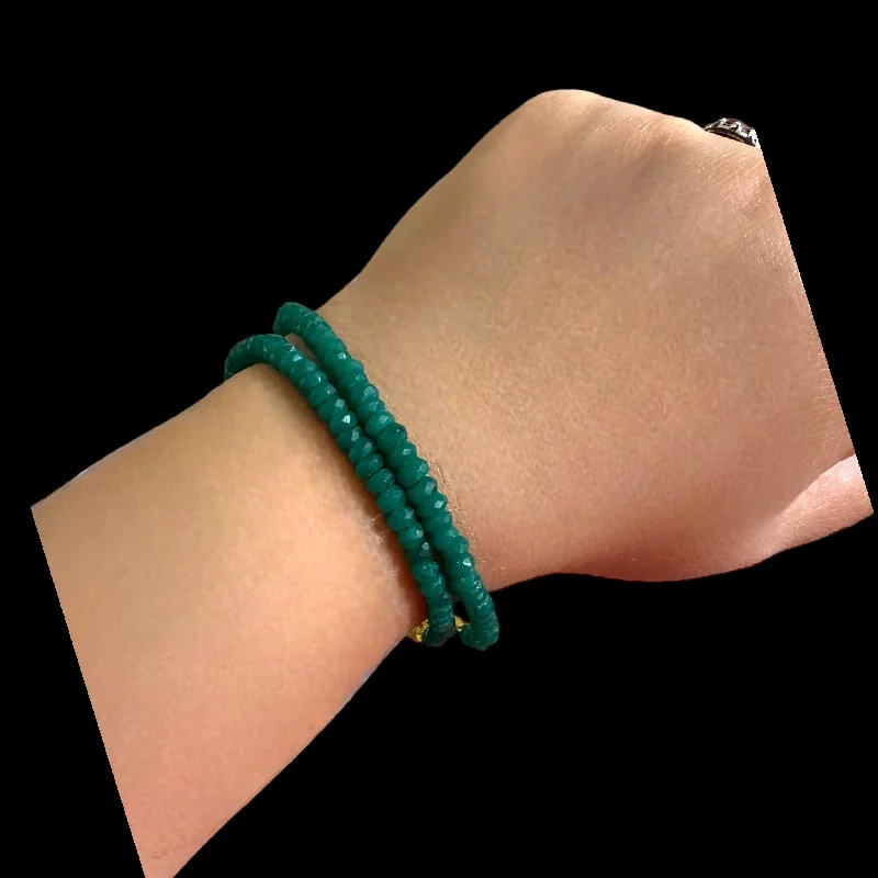 Classic Cuff Bracelets for Men-Emerald  beads bracelet ( SHIPS IN 4 WEEKS  )