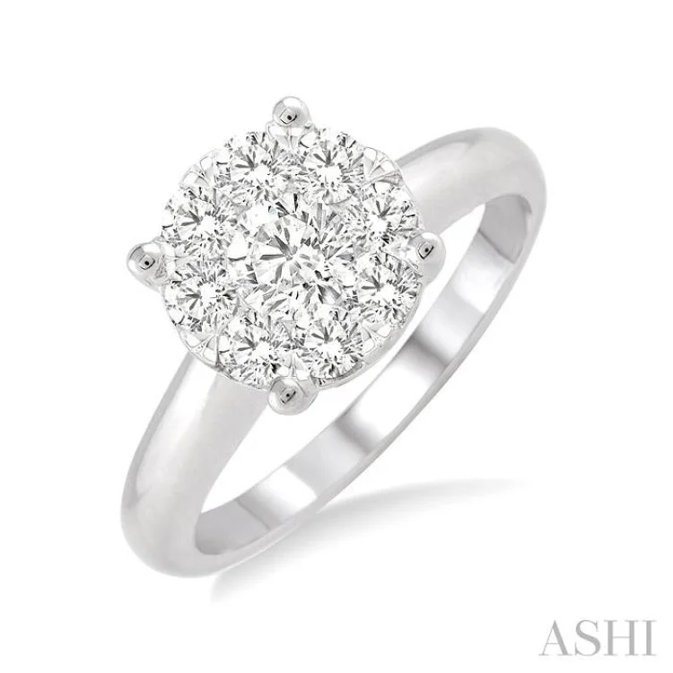 Unique Wedding Rings with Diamonds-1/2 Ctw Lovebright Round Cut Diamond Ring in 14K White Gold