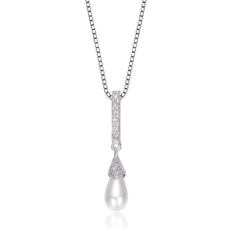 Engraved Necklaces-Raquelle Cultured Pearl Dangling Pendant Necklace