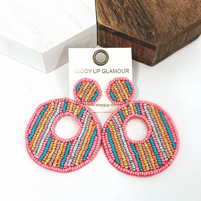 Unique Drop Earrings-Sweeter Than Candy Thick Circle Drop Outline Earrings in Pastel Multi