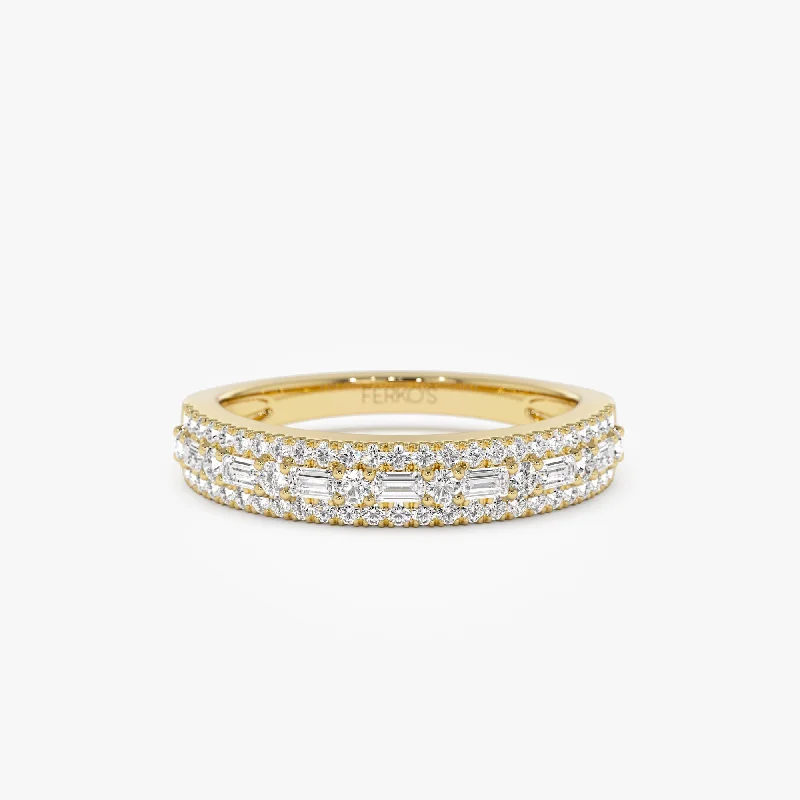 Custom Engagement Rings for Women-14K Baguette Diamond Wedding Ring