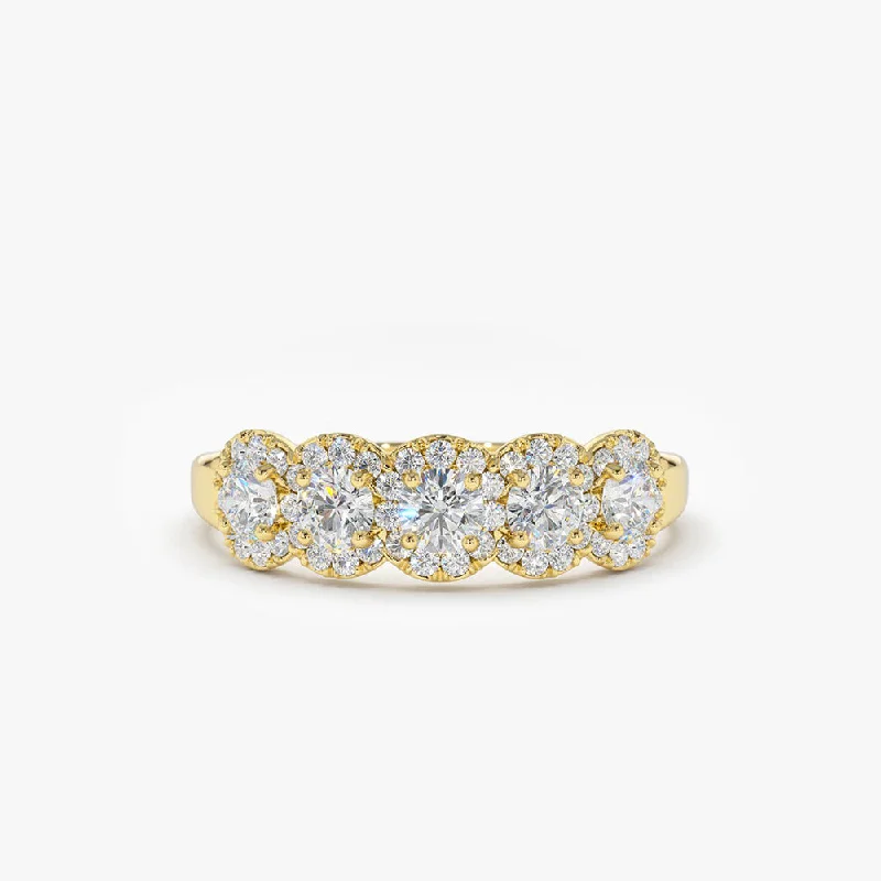 Fashionable Engagement Rings with Birthstones-14K Gold Diamond Wedding Band