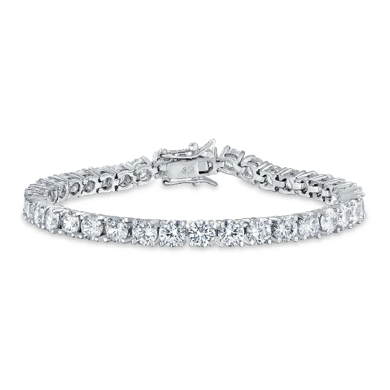 Handcrafted Leather Bracelets for Men-Traditional Bridal Jewelry 20 CT CZ Round Solitaire Tennis Bracelet 8 Inch Silver