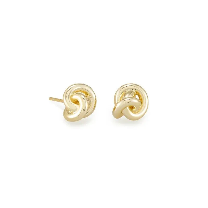 Trendy Silver Hoop Earrings-Kendra Scott | Presleigh Love Knot Stud Earrings in Gold