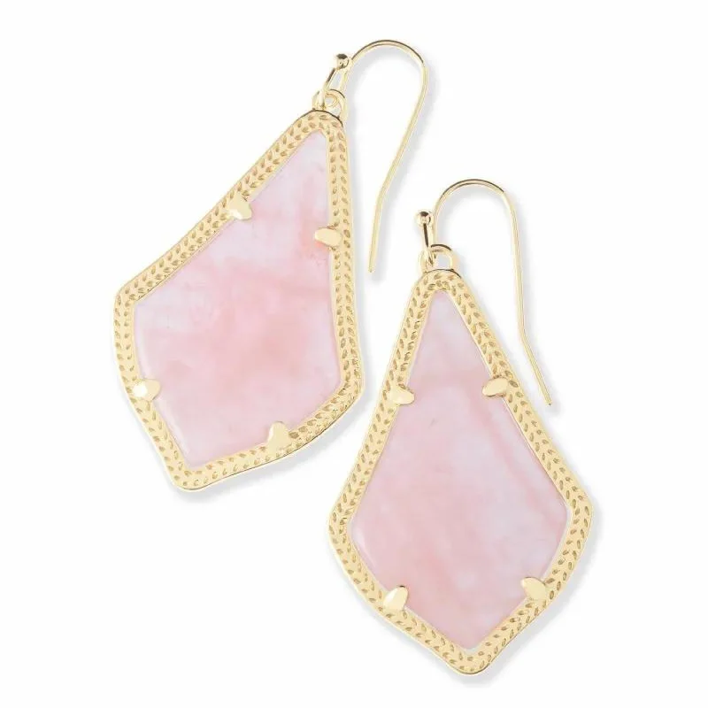 Simple Crystal Earrings-Kendra Scott | Alex Gold Drop Earrings in Rose Quartz