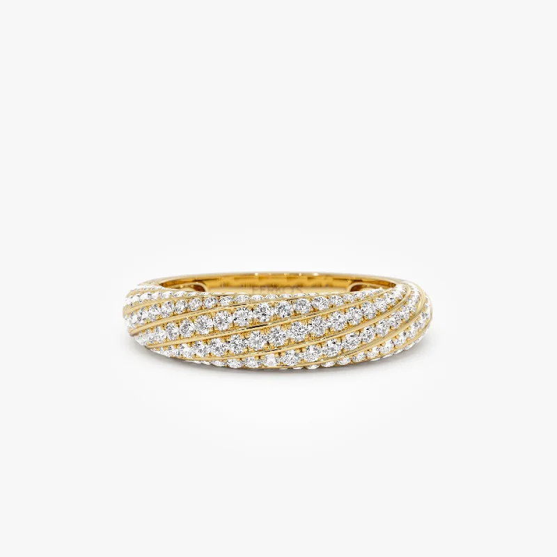 Men’s Personalized Rings-14k Gold Unique Twist Design Pave Diamond Ring