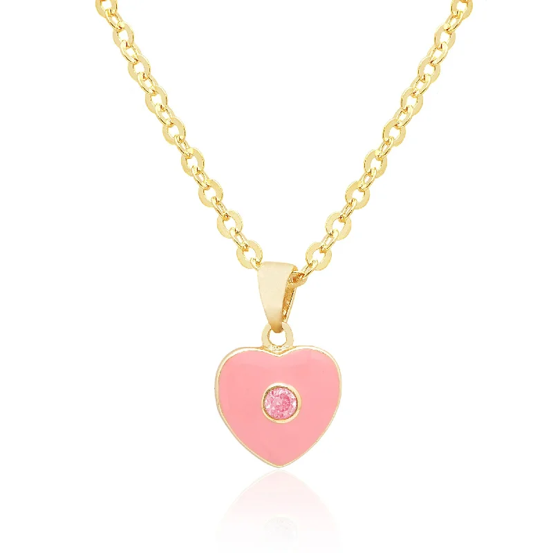 Luxury Gold Necklaces-Heart with Crystal Necklace