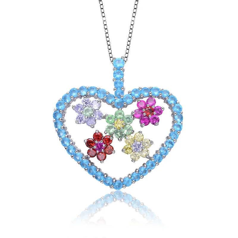 Colorful Necklaces-Louise Multi-Colored Heart Pendant Necklace