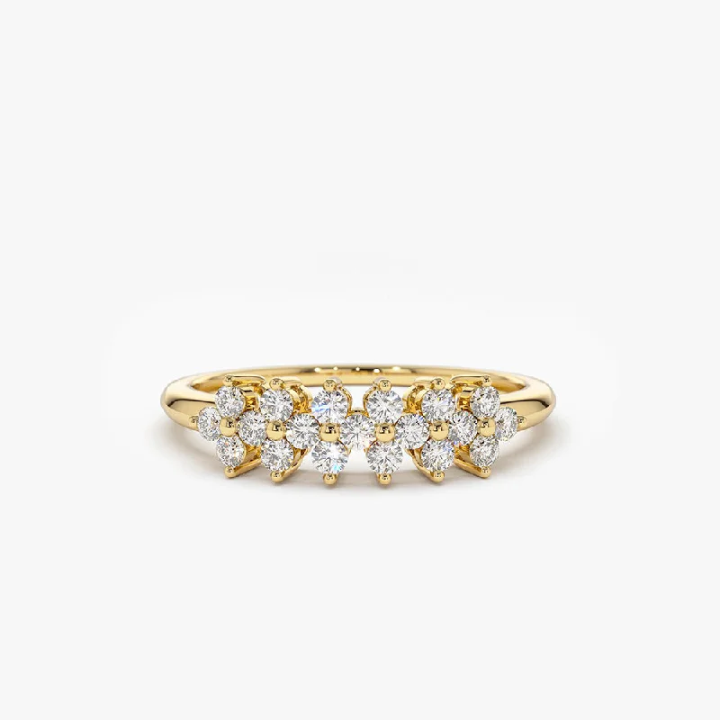 Fashion Engagement Rings for Women-14k Diamond Cluster Anniversary Ring