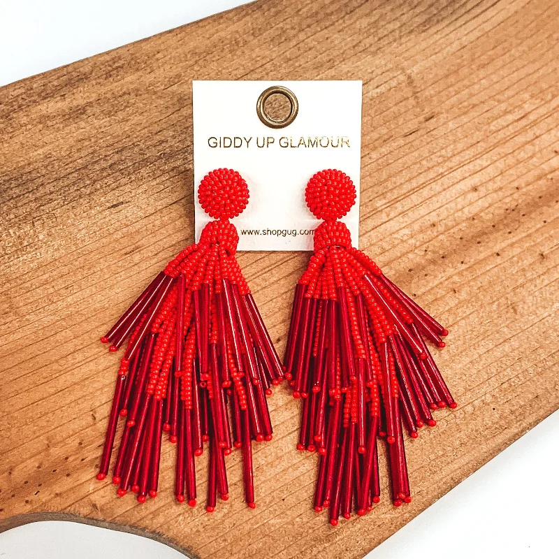 Simple Drop Earrings for Women-Tropical Days Ahead Beaded Dangle Earrings in Red