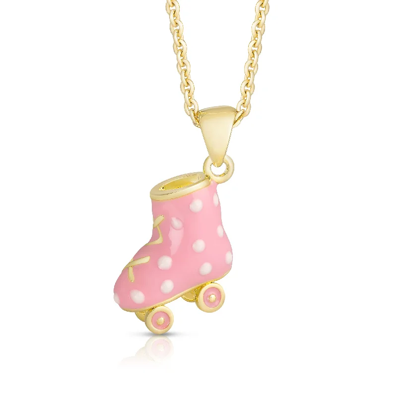 Handcrafted Necklaces-3D Roller Skate Necklace (White Polka Dot)