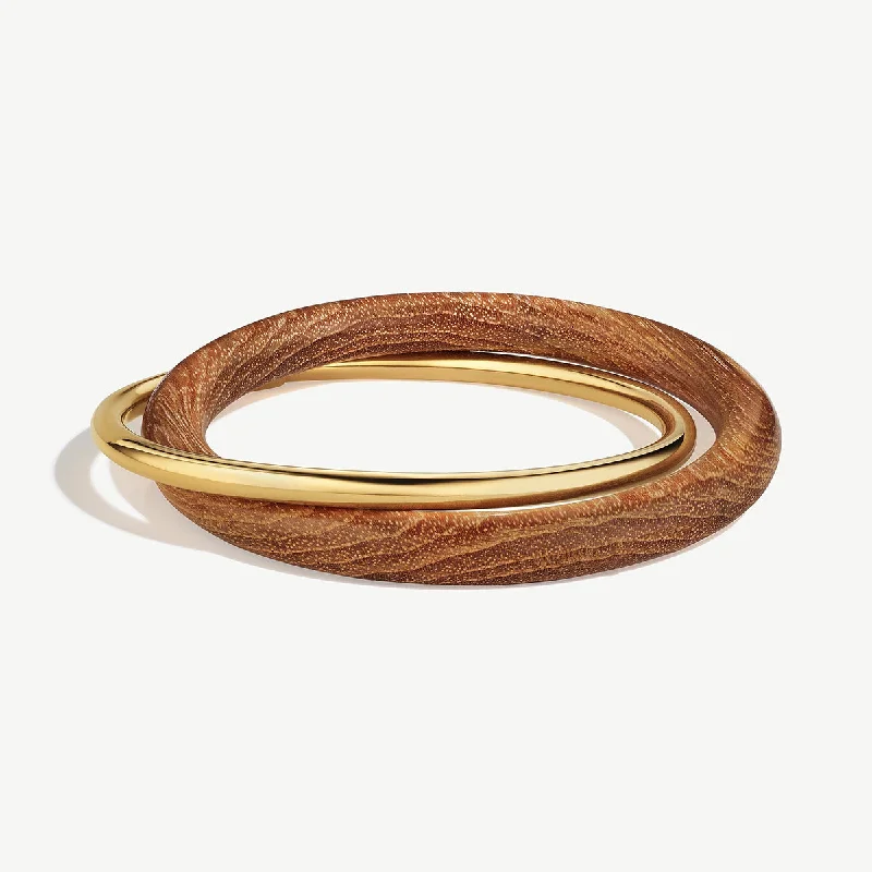 Custom Adjustable Beaded Bracelets-Teak Interlocking Bangle Bracelets