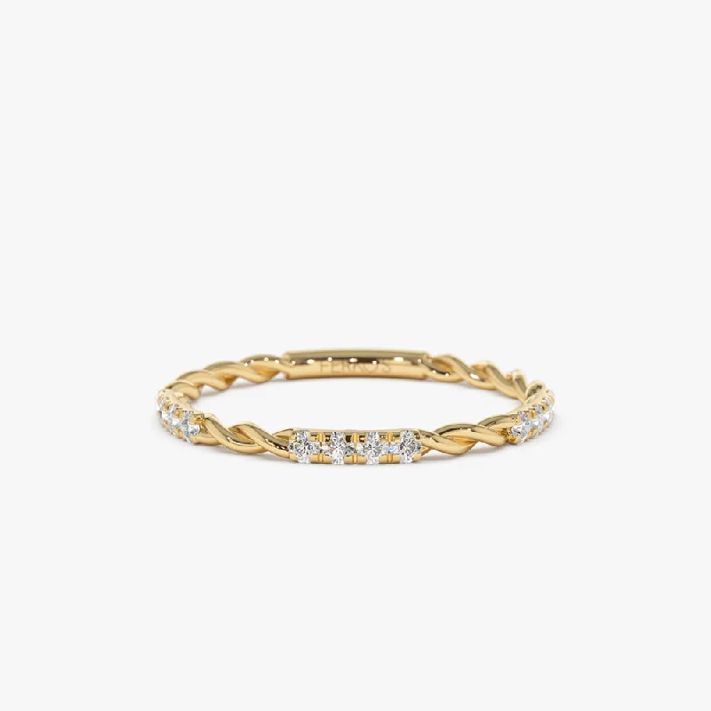 Custom Rings for Special Occasions-14k Twisted Rope Eternity Diamond Ring