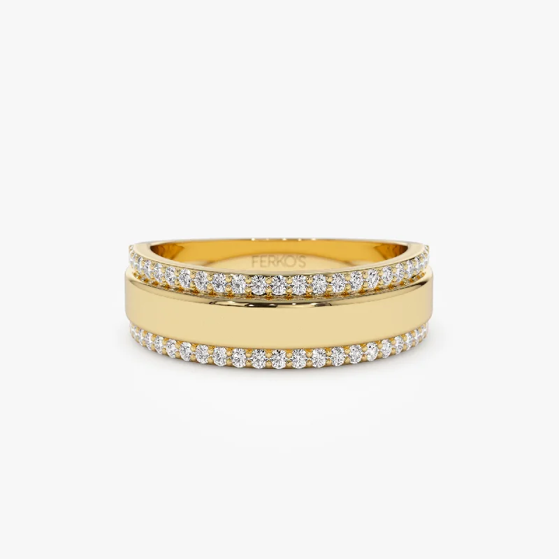 Unique Rose Gold Rings-14k Diamond Diamond Edge Wedding Band