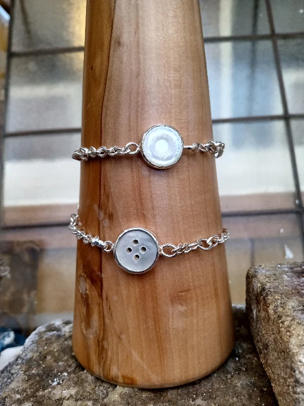 Natural Stone Bracelets for Healing-Mother of pearl button bracelet