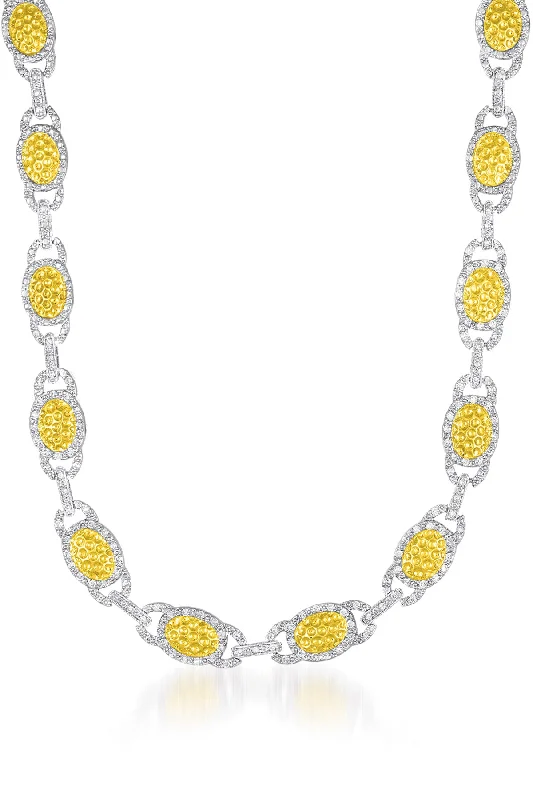 Anniversary Necklaces-Monique Two Tone Oval Shape Hammered Necklace