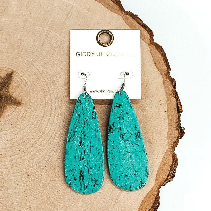 Elegant Drop Earrings for Women-Set in Stone Teardrop Cutout Earrings in Turquoise