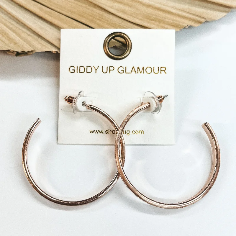 Designer Gold Earrings-Sandbar Party Matte Rose Gold Hoops