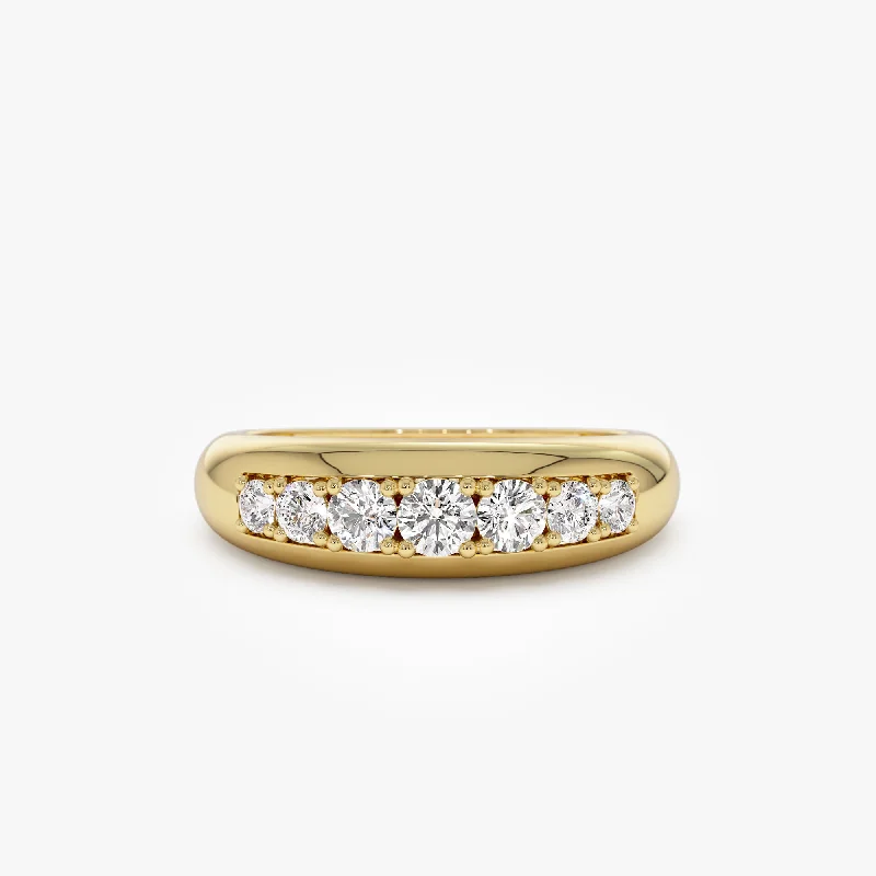 Simple Diamond Rings for Men-14k Dome Diamond Ring