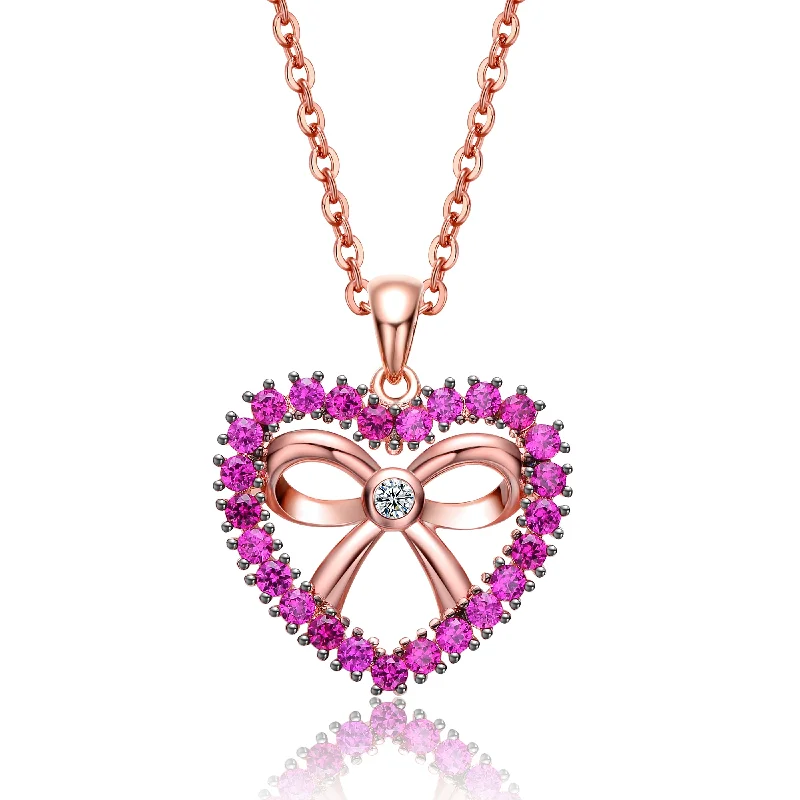 Simple Necklaces-Emma Pink Cubic Zirconia Pendant Necklace