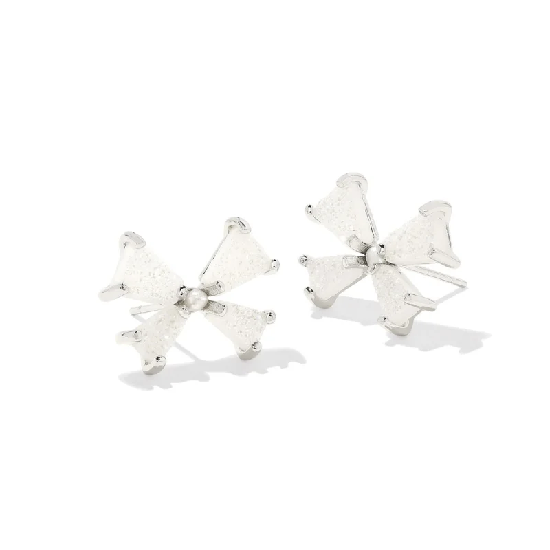 Trendy Silver Hoop Earrings-Kendra Scott | Blair Small Bow Studs in Iridescent Drusy