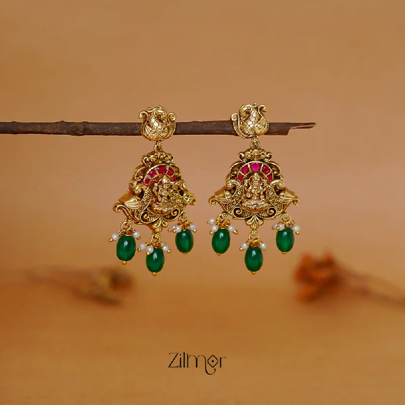 Large Drop Earrings-ZL1011437 - Premium Antique  Lakshmi Hanging Earrings