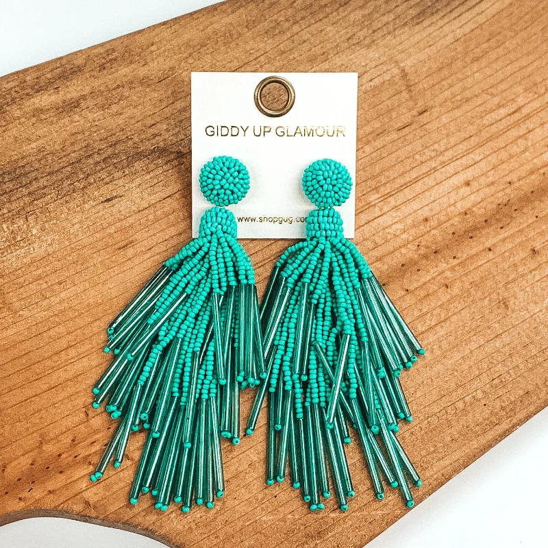 Classic Drop Earrings-Tropical Days Ahead Beaded Dangle Earrings in Turquoise